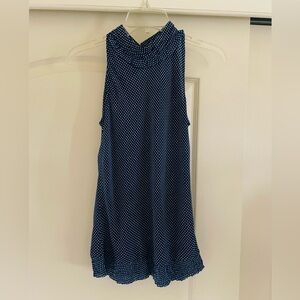 Navy Polka Dot Sleeveless Top S